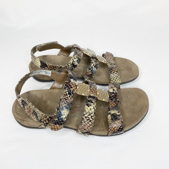 Vionic Amber Natural Snake Hook & Loop Slingback Orthaheel Sandals Size 6 - Picture 1 of 9